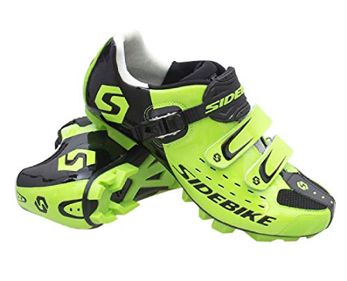 Zapatillas para ciclismo BTT, profesionales, transpirables, para hombre y mujer, compatibles con pedales SPD, Unisex adulto, Verde Negro 001, 45 EU