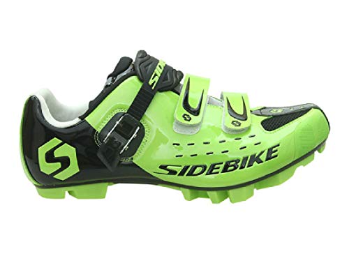 Zapatillas para ciclismo BTT, profesionales, transpirables, para hombre y mujer, compatibles con pedales SPD, Unisex adulto, Verde Negro 001, 45 EU