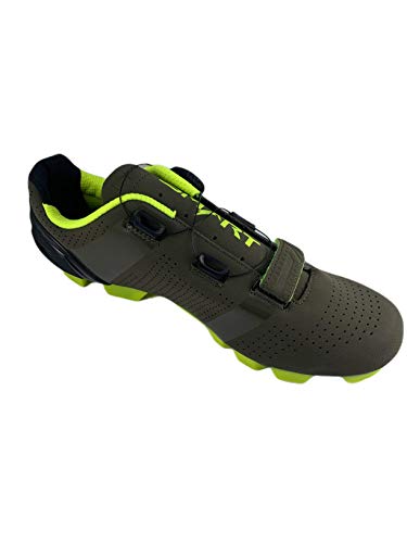 Zapatillas Smart de Ciclismo, para Ciclista, con Cierre Rotativo y Velcro - Color Kaki - Talla 43