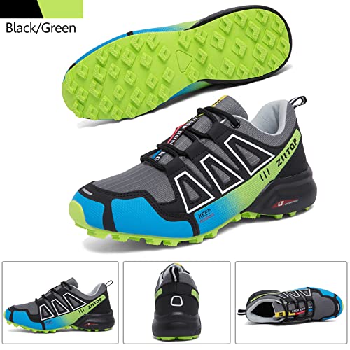 Zapatillas Trekking Hombre Impermeable Zapatillas Trail Running Hombre Ligero Antideslizantes Zapatos de Senderismo Hombre Zapatillas Correr Calzado Deporte Gris Verde 41 EU