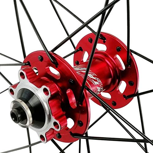 Zatnec Juego de ruedas de fibra de carbono, freno de disco de liberación rápida, juego de ruedas para bicicleta de carretera de 700 C* 23C/25C/28C/32C/35C/38C (color: cubo rojo, tamaño: 55 mm)