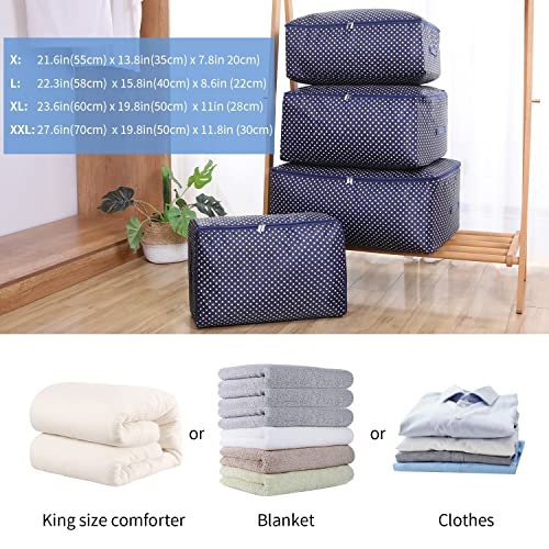 ZCHI 4 Piezas Bolsa de Almacenamiento Debajo de la Cama de Tela Oxford Gruesa Plegable Organizador de Edredones Manta Ropa de Polvo con la Cremallera Guardar la Ropa Edredones Ropa de Cama Almohadas