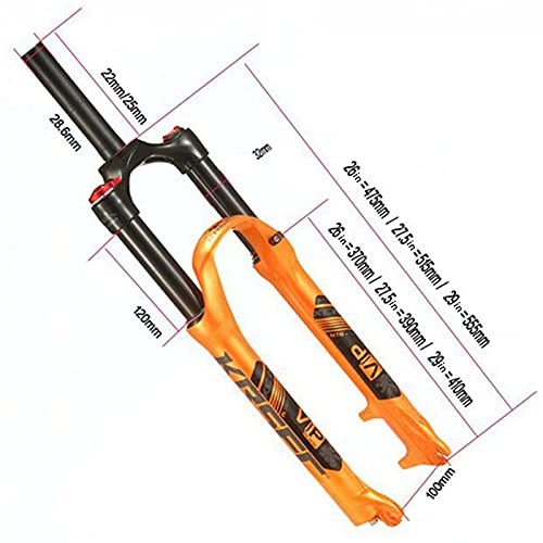 ZCVB Horquilla De Aire De Suspensión De Bicicleta, 26 27,5 29"MTB Front Fork Bici De Montaña Amortiguador Cuerpo De Aleación De Magnesio, Bloqueo Manual ABS, Presión De Aire Ajustable,Negro,29inch