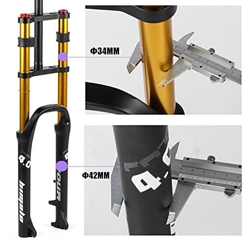 ZCVB Horquilla De Suspensión MTB Fat Tire Amortiguación De Las DH Air Doble Hombro 26 X 4,0 Pulgadas para Bicicleta De Montaña Snow Beach XC, Frenos De Disco De Apoyo,34mm a