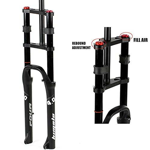 ZCVB Horquilla De Suspensión MTB Fat Tire Amortiguación De Las DH Air Doble Hombro 26 X 4,0 Pulgadas para Bicicleta De Montaña Snow Beach XC, Frenos De Disco De Apoyo,34mm a