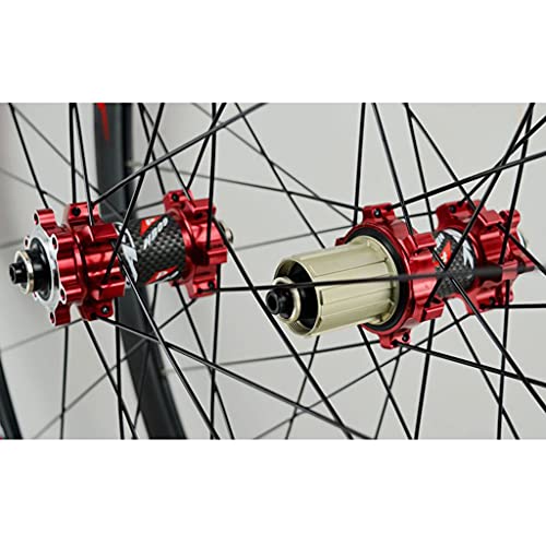 ZCXBHD 40mm Llanta De Aleación Aluminio De Doble Pared QR Freno Disco 700C Bici Carretera Ruedas 24 Agujeros 7-12 Velocida (Color : Red, Size : 700C)