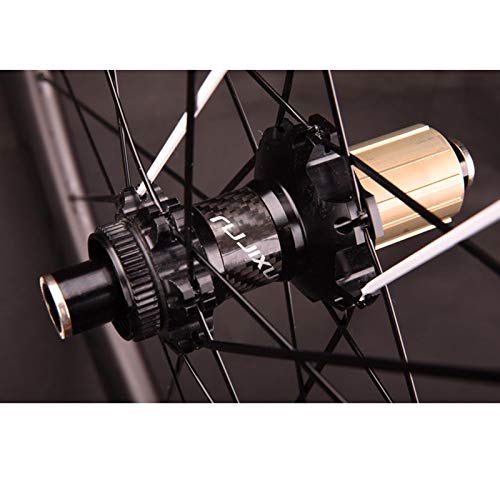 ZCXBHD 700C Fibra Carbon Bicicleta Carretera Juego De Ruedas Freno De Disco Eje Pasante Carbón Tubo Cubo 8 9 10 11 Velocidad 38mm/50mm Alto 24 Orificios (Color : Center Lock, Size : 50mm)