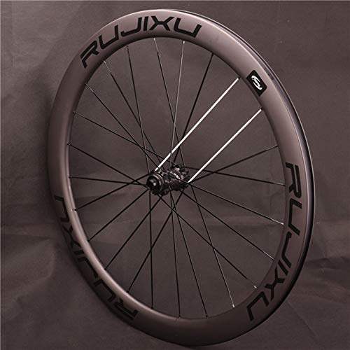 ZCXBHD 700C Fibra Carbon Bicicleta Carretera Juego De Ruedas Freno De Disco Eje Pasante Carbón Tubo Cubo 8 9 10 11 Velocidad 38mm/50mm Alto 24 Orificios (Color : Center Lock, Size : 50mm)