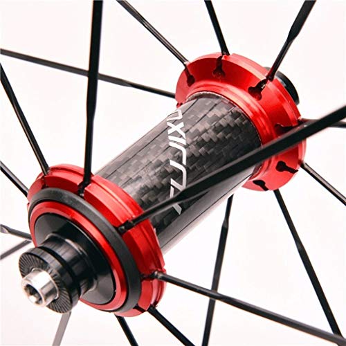ZCXBHD Bicicleta Carretera Ruedas 700C Wheelset 40mm Llantas Aluminio 19.2mm Ancho Ultra-Ligh Tubo Fibra Carbono hub Hub 1990g Rojo for (V/C Freno) (Color : Black)