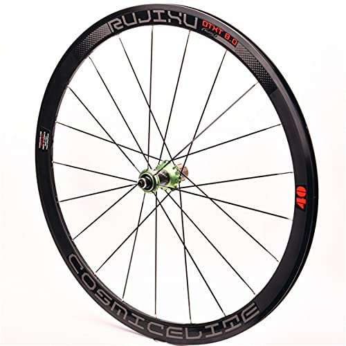 ZCXBHD Ruedas de Bicicleta de Carretera 700C de Fibra de Carbono 120 Anillos 40 Mm de Aleación Ultraligera C/V Disco de Freno Lanzamiento Rápido 8-9-10-11 Velocidad Cursor Reflejo