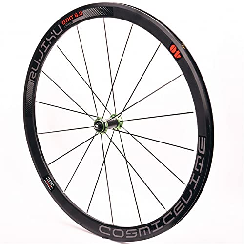 ZCXBHD Ruedas de Bicicleta de Carretera 700C de Fibra de Carbono 120 Anillos 40 Mm de Aleación Ultraligera C/V Disco de Freno Lanzamiento Rápido 8-9-10-11 Velocidad Cursor Reflejo