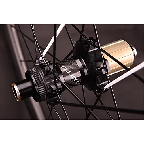 ZCXBHD Ruedas de Bicicleta de Carretera 700C Full Carbon Fibre Carbono Carretera Clincher Versión Eje Pasante Disc Brake 38/50mm 8/9/10/11 Velocidad 1810g (Color : Center Lock, Size : 50mm)