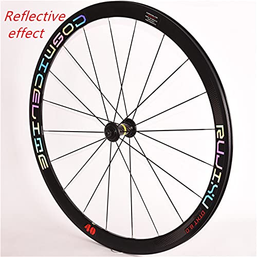 ZCXBHD Ruedas de Bicicleta de Carretera 700C Par de Rueda Fixie de Fibra de Carbono 40MM Juego de Ruedas de Doble Pared V Disco de Freno Lanzamiento Rápido (Color : Colorful Label)