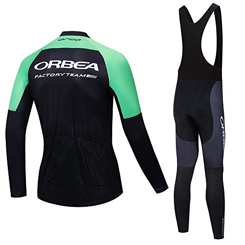 ZDFLC Ciclismo para Hombre de Manga Larga, Jersey de Ciclismo de Lana térmica de Invierno y Pantalones con Peto para el Equipo Profesional