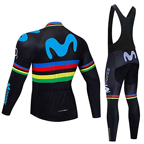 ZDFLC Conjunto de Maillots de Ciclismo para Invierno, Ropa de Bicicleta térmica de Equipo Profesional para Hombres + 3D Gel Larga Pantalones