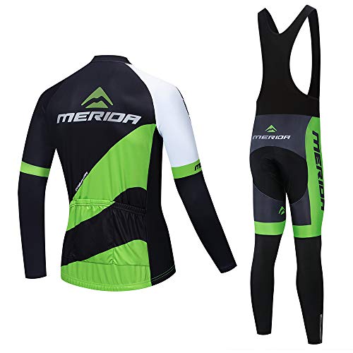 ZDFLC Invierno Ropa Conjunto Traje Manga Larga Ciclismo Hombre Invierno con 3D Acolchado de Gel, Maillot Ciclismo con Forro Térmico de Lana + Pantalon Bicicleta para MTB Ciclista Bici