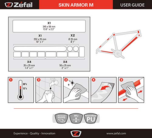 Zefal Piel Armour M, Protectores Adhesivos Cuadro, Transparente