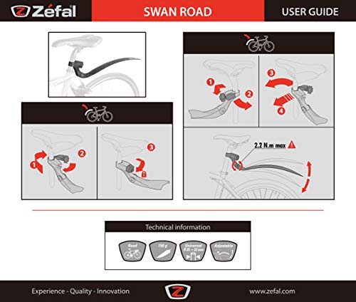 ZEFAL Swan Road Guardabarro Carretera A La Tija, Unisex, Negro, Talla Única