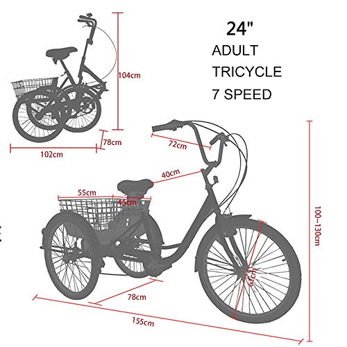 ZEHNHASE Bicicleta de 20 Pulgadas Triciclo para Adultos de 7 velocidades, Plegable Bicicleta de 3 Ruedas con cestas, Adecuado para Mujeres, Hombres, Deportes - DE Stock
