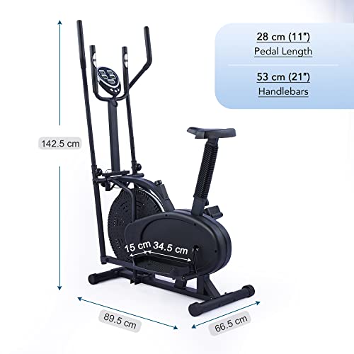 ZELUS 2 en 1 Bicicleta Elíptica y Estática para Fitness en Casa Bicicleta Elíptica con Sensor de Frecuencia Cardíaca, Monitor LCD y Resistencia Ajustable Máquina Elíptica Capacidad 120KG