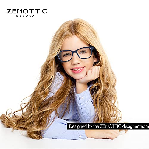 ZENOTTIC Gafas Infantiles de Bloqueo de Luz Azul para Ordenadores Gafas de Juego de Lentes Antirreflejos y Ligeros Protección de Ojos para Niños y Niñas (AZUL)