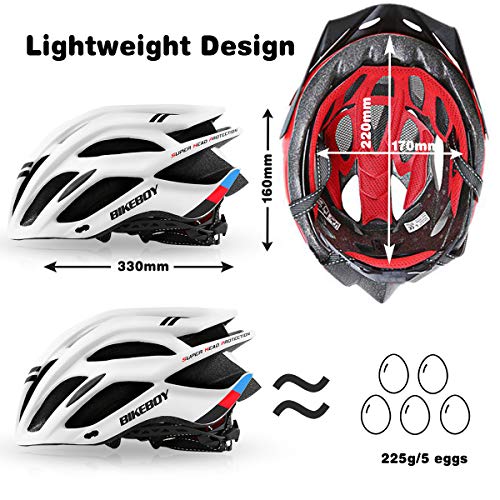 Zeroall Casco de Bicicleta para Hombre Mujer Ligero Ajustable Casco de Ciclo Cascos de Ciclismo para Bicicleta Patineta Scooter(Blanco)