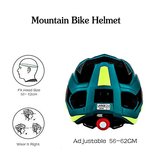 Zeroall Ligero Casco de Bicicleta para Hombre Mujer 56-62cm Tamaño Ajustable Casco de Ciclo con Visera Desmontable Cascos de Ciclismo para Bicicleta Patineta Bicicletas Eléctricas(Verde Oscuro)