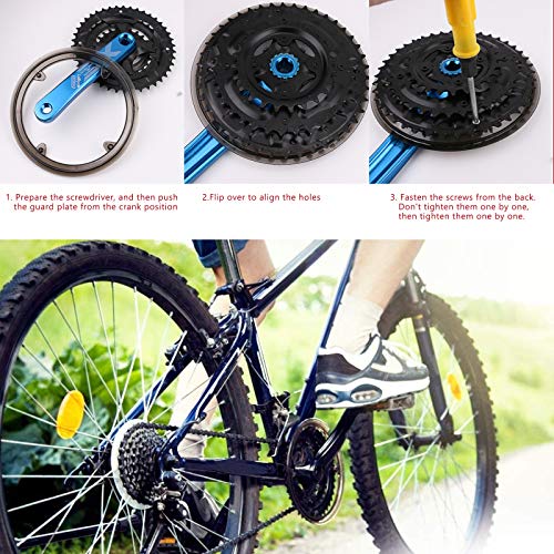 ZHENA Protector Plato Bicicleta Montaña, Protector de Eslabones de Cadena de Bicicleta con 4 Tornillos para Bicicleta 42-44 Dientes, Negro