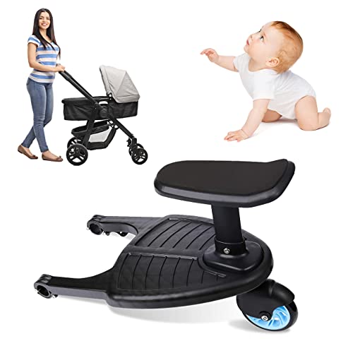 ZhiLianZhao Cochecito de Bebé Artefacto Carro de Remolque, Buggy Board con Asiento Cochecito, con Seguro Usar, Ajuste Universal para Mayoría Cochecitos,Azul