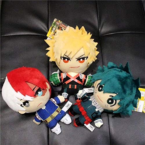 zhouhua71 My Hero Academia Todoroki Shoto Toy Animal de Peluche Colgante de Felpa Llavero con Encanto Anime My Hero Academia Izuku Midoriya Katsuki Bakugou Shouto Todoroki Felpa de Juguete 15cm A