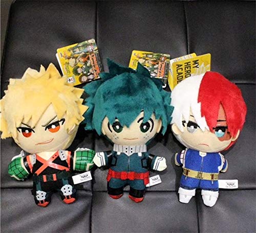 zhouhua71 My Hero Academia Todoroki Shoto Toy Animal de Peluche Colgante de Felpa Llavero con Encanto Anime My Hero Academia Izuku Midoriya Katsuki Bakugou Shouto Todoroki Felpa de Juguete 15cm A