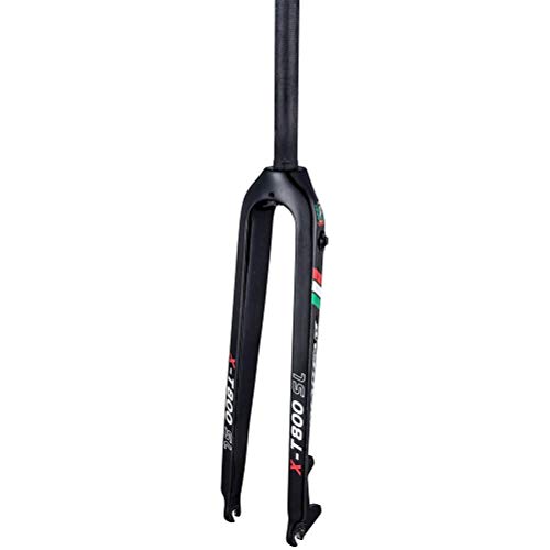 ZHTY Horquilla Delantera rígida MTB Horquilla de Bicicleta de montaña de Carbono con Freno de Disco de 26/27.5/29", Tubo Recto sin Rosca de 28.6 mm Superligero Horquillas Delanteras de Bicicleta Tapa