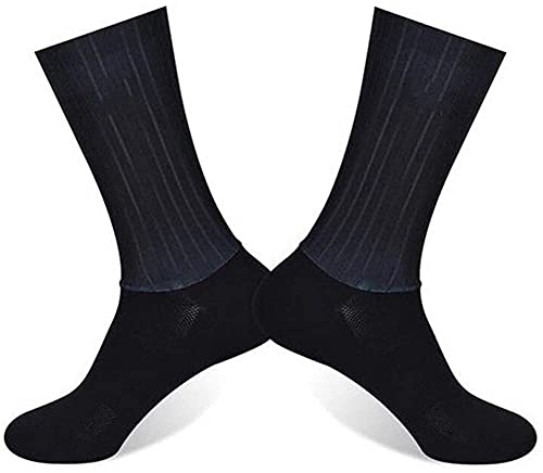 ZhuaKafeEU Anti Deslizamiento de Silicona Verano Aero Calcetines Ciclismo Calcetines Hombres Deportes Bicicleta Carreras en Bicicleta Calcetines (Color : Stripe, Size : L 40 45)