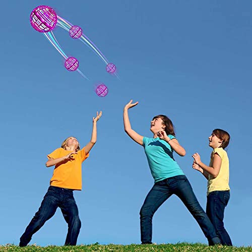 ZHYM Juguete de bola voladora, 360 grados de rotación de orbe con luces LED, operado a mano, espacio volador orbe para niños adultos al aire libre interior
