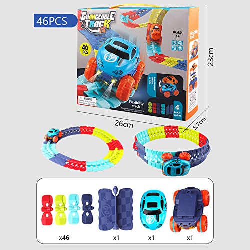 ZJDTC Changeable Track con LED Light-Up Race Car flexible montado Track cumpleaños regalo para niños coche de juguete autopista a partir de 3 4 5 6 años niño niña