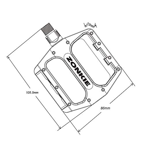 ZONKIE Pedales Bicicleta, Bicicletas de montaña Pedales de aleación de Aluminio Plataforma rodamientos sellados Eje 9/16"