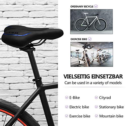 ZONSUSE Sillín de Bici de Gel,Sillin Bicicleta Montaña,Cómodo Asiento Ergonómico de Bici de Gel Antiprostatico Impermeable y Transpirable,para MTB,Bicicleta de Carretera,con Funda Impermeable (Azul)