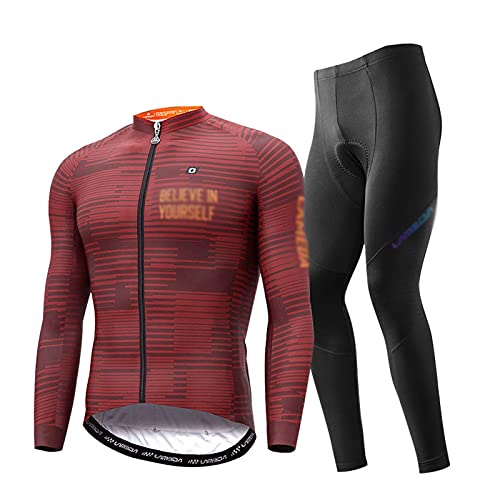 ZQD Hombre de Manga Larga Ciclismo Jersey Jersey Pantalones Acolchados Mountain Bike Trajes Deportivos Camisas Transpirable Slim Ropa Bicicleta Ropa Kit Set Outfit (Color : H, Tamaño : M)