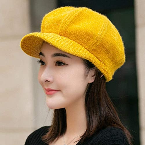 ZRJ Slouchy Beanie Sombrero de Invierno Boina cálida Beanie otoño Invierno Sombrero Mujeres sólido Punto Boina Sombrero Damas Grueso cálido Hombre Boina (Color : Yellow, tamaño : 6 7/8-7 1/8)