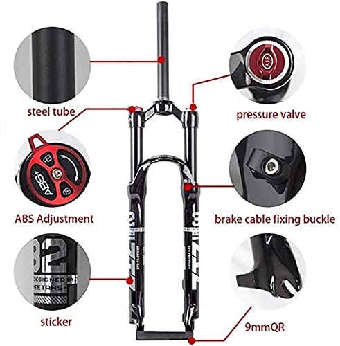 ZTZ 26/27,5/29 recorrido del muelle 120 mm MTB horquilla de suspensión de aire 1 1/8 tubo recto QR 9 mm manual/teledirigido XC AM horquilla delantera ultraligera roja (29 pulgadas)