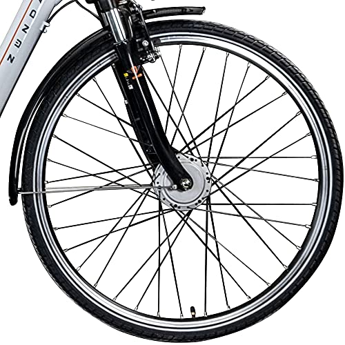 Zündapp Z517 700c E-Bike - Bicicleta eléctrica para mujer (28 pulgadas), color blanco/naranja, 48 cm