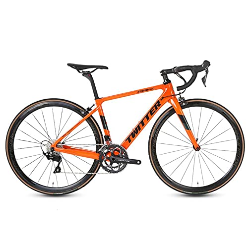 ZWHDS Bicicleta de montaña - 700C Bicicleta de Carretera de Carbono Completo 22 Velocidad Cable Interior Carrera de Carbono Completo Bicicleta (Color : Orange, Size : 50cm)