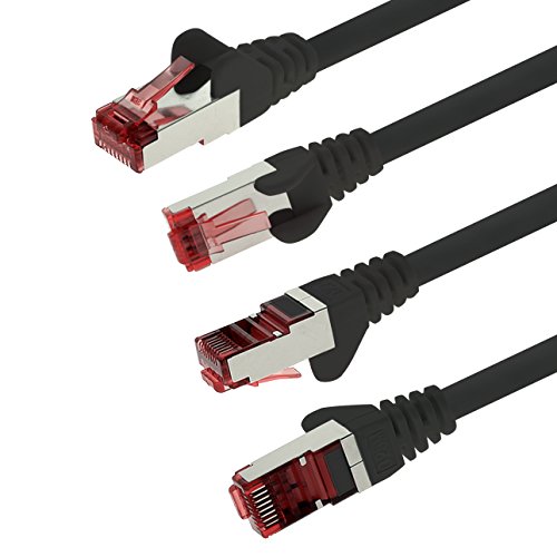 0,25m - Negro - 10 Piezas - CAT6 Ethernet LAN Cable de Red Set 1000 Mbit/s Patchkabel CAT6 S-FTP Doble blindado PIMF 250MHz halógenos Compatible con CAT5 CAT6a CAT7 CAT8, Patch Panels