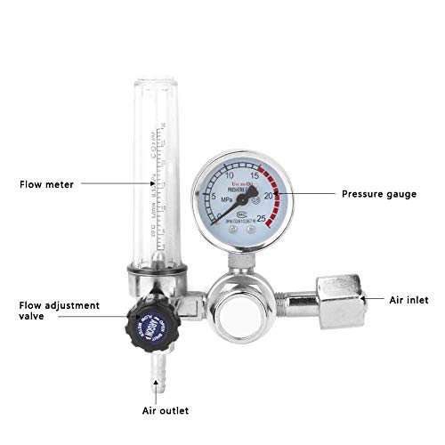 0.25MPa Argon CO2 Presión Gas Mig Tig Medidor de Flujo Regulador Manómetro Soldador Piezas