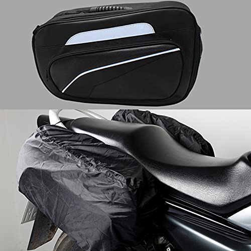 1 par de alforjas laterales de la motocicleta pu Oxford impermeable asiento trasero silla bolsa de viaje herramienta cola equipaje casco bolsa negro