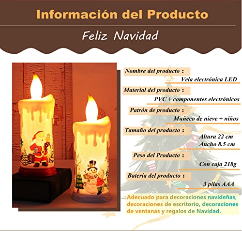 1 x Vela electrónica de Navidad LED Vela sin llama Vela de muñeco de nieve de Navidad Vela de simulación Adecuado para el hogar / Tienda / Decoración de escritorio