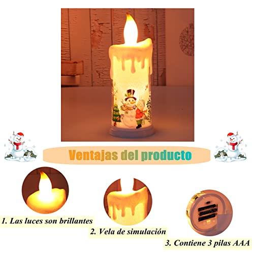 1 x Vela electrónica de Navidad LED Vela sin llama Vela de muñeco de nieve de Navidad Vela de simulación Adecuado para el hogar / Tienda / Decoración de escritorio