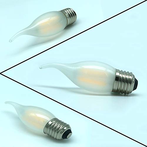 10 Unidades MENTA Bombillas Vela de Filamento LED E27 Casquillo Gordo 4W (Equivalente a 40W) Blanco Cálido 2700K 400LM Casquillos Para Bombillas E27 Bombillas Retro Vintage Vidrio Mate No Regulable