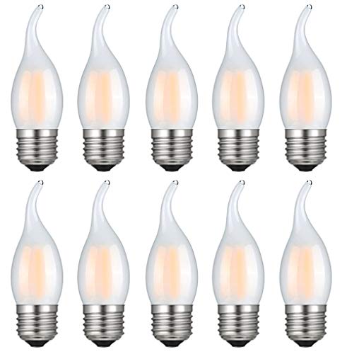10 Unidades MENTA Bombillas Vela de Filamento LED E27 Casquillo Gordo 4W (Equivalente a 40W) Blanco Cálido 2700K 400LM Casquillos Para Bombillas E27 Bombillas Retro Vintage Vidrio Mate No Regulable