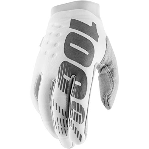 100% BRISKER - Guantes para Hombre, Color Blanco/Plateado, XL